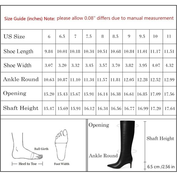 Women's Black 1 Tall Boots Pointed Toe Kitten Heel Side Zipper Knee High Boots - Picture 9 of 9